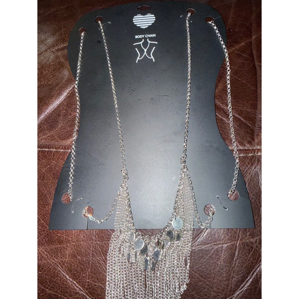 Unbranded Body Chain‎ Multi Strand Fringe Coin Bib Silver Tone One Size Festival